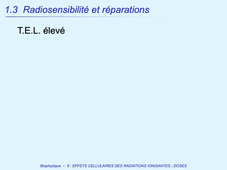 PASS / L.AS - Semestre 1 - UE 11 - Biophysique - Effets biologiques des radiations ionisantes et doses - Effets cellulaires