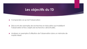 TD Observation - Introduction