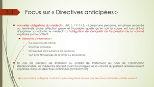 Fin de vie et directives anticipées - Dr V. Sanchez