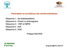 DFGSM3 - MED0604 - Anticoagulants - Prescription et surveillance des anti-thrombotiques - Plan du cours
