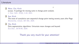 Change points in times series and data segmentation algorithms