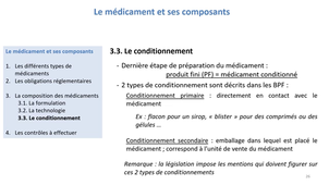 4-PHARMACIE GALENIQUE UE23 Medicament et composants