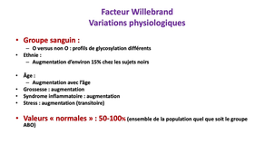 DFGSM2 - MEDLIB0403 - Maladie de Willebrand - Généralités et biologie du facteur Willebrand