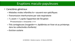 DFGSM3 - MED0501 - Maladies éruptives virales : généralités