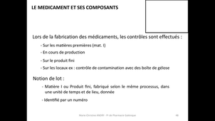 UE6 - MC Andry - CM2 - Le médicament et ses composants - vidéo 1/1