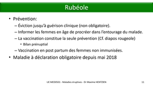 DFGSM3 - MED0501 - Maladies éruptives virales - Rubéole