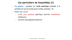 DFGSM2 - MED0401 - Métabolisme des lipides et des lipoprotéines - Biosynthèse des acides gras