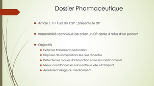 PASS - Semestre 1 - UE 15 - Droit, Numérique et Santé - Activités de santé dématérialisées : dossier pharmaceutique