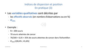 Biostatistique - Dispersion et IC