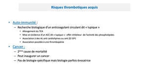 DFGSM2 / DFGSMa2 - MED0304 - Physiopathologie de la thrombose et de la coagulation intravasculaire disséminée - Facteurs de risque de thrombose veineuse