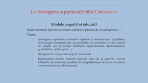 PASS / L.AS - UE 11 - Sciences humaines et sociales - Développement psycho-affectif de l'adolescent