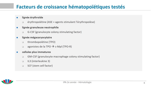 Facteurs de croissance hématopoïétiques - partie 1