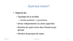 Biostatistique - Tests Statistiques