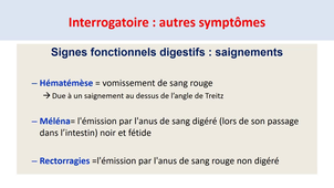 DFGSM2 - MED0308 - Sémiologie clinique de l'examen de l'abdomen - Interrogatoire : autres symptÃ´mes