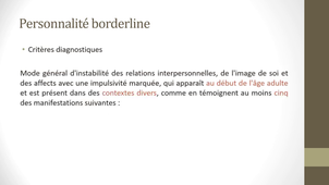 Cours 5 - Troubles de la personnalité 2