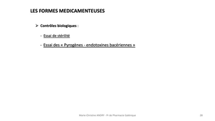 PASS / L.AS - Semestre 1 - UE 11 - Bases pharmacologiques du médicament - Les formes de médicaments :  préparations parentérales et préparations ophtalmiques