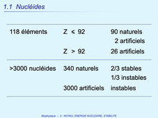 PASS / L.AS - UE 11 - Biophysique - Noyau, énergie, stabilité - Nomenclature des nucléides