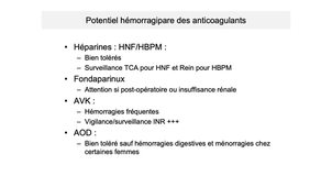 DFGSM2 / DFGSMa2 - MED0304 - Reconnaître et interpréter un syndrome hémorragique - Médicaments